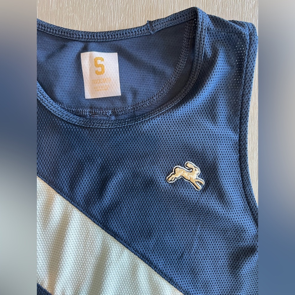 Tracksmith Van Cortlandt Singlet navy/ivory mesh racing top size Small - Picture 6 of 11
